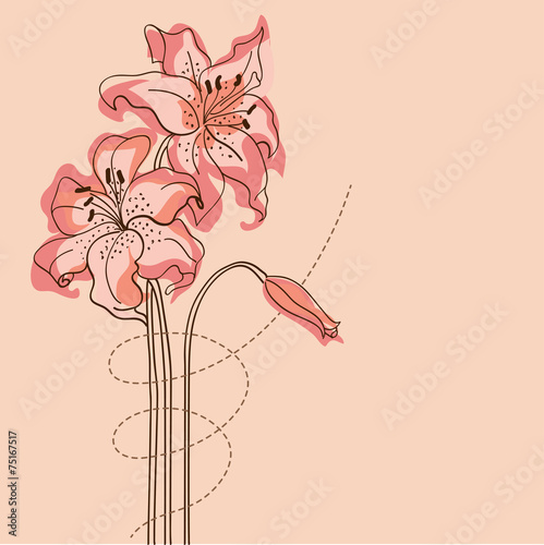 Fototapeta Naklejka Na Ścianę i Meble -  Background with lilies (vector)