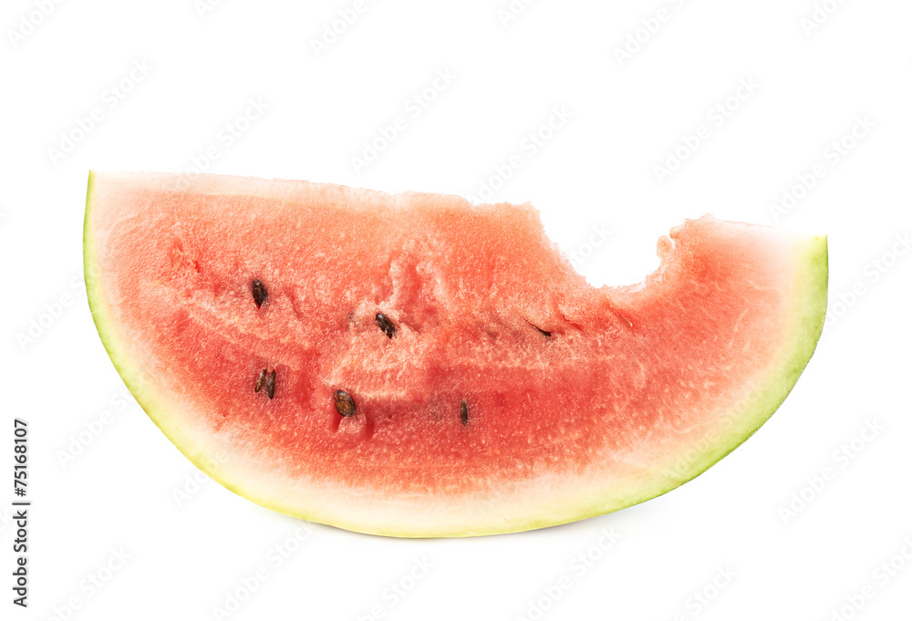 Bitten watermelon piece slice, isolated Bitten watermelon piece slice, isolated