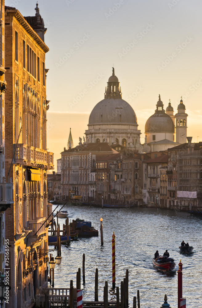 Fototapeta Grand Canal with Santa Maria della Salute at sunrise in Venice