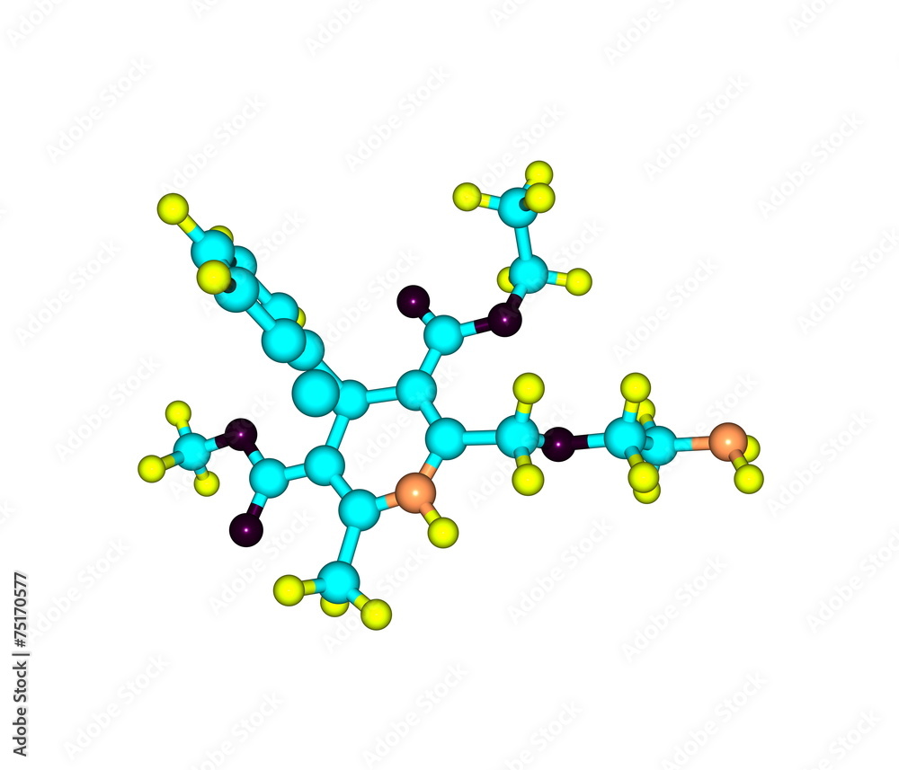 Amlodipine molecule isolated on white Amlodipine molecule isolated on white