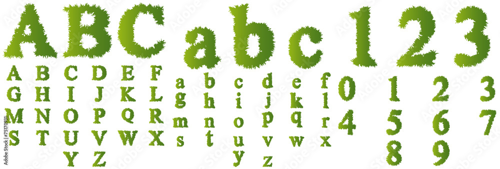 Conceptual green grass font Conceptual green grass font