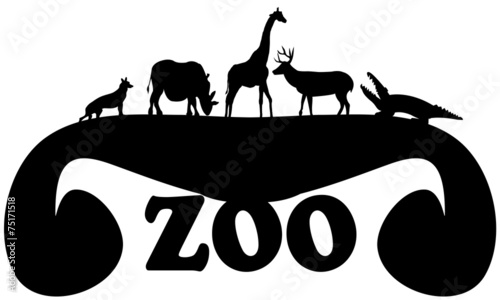 Zoo Sign with Multiple Wild Animals