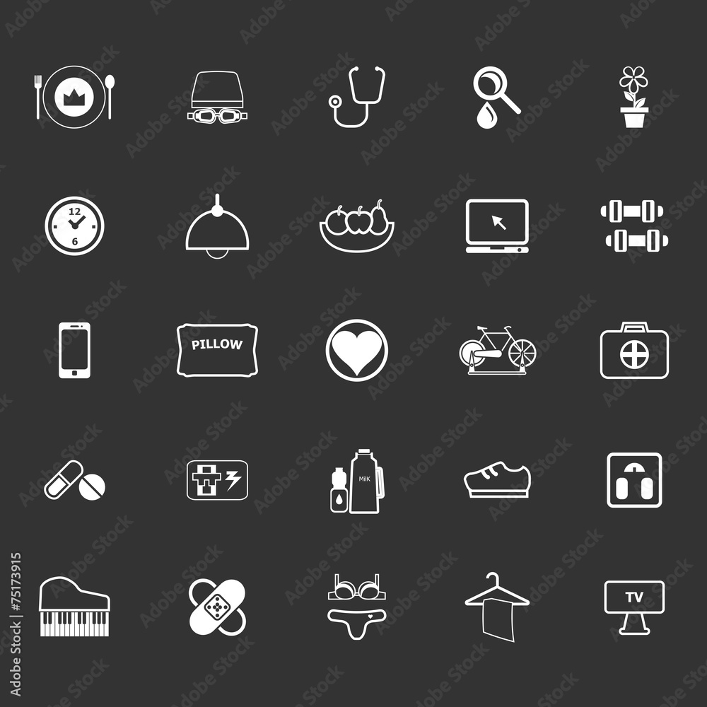 Quality life line icons on gray background Quality life line icons on gray background