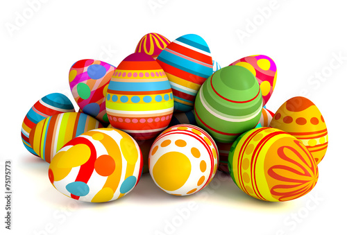 Happy Easter. Pile of eggs. Conceptual illustration