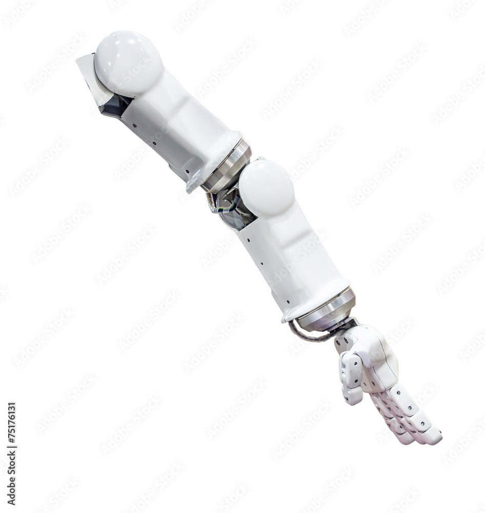 the metal robot hand isolated on white the metal robot hand isolated on white