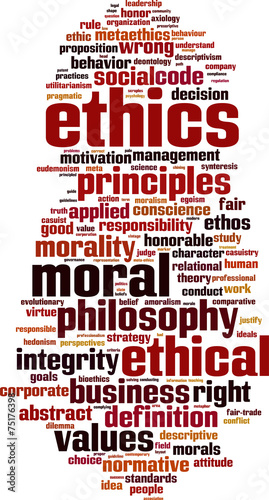 Ethics word cloud concept. Vector illustration