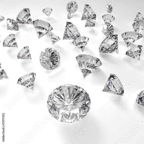 Diamonds on white background
