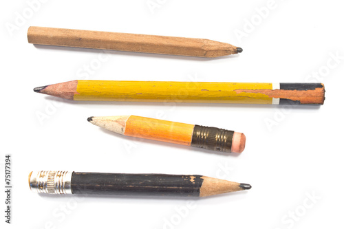 Used wooden pencil isolated on white