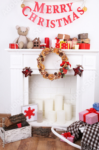 Decorated Christmas firepla...