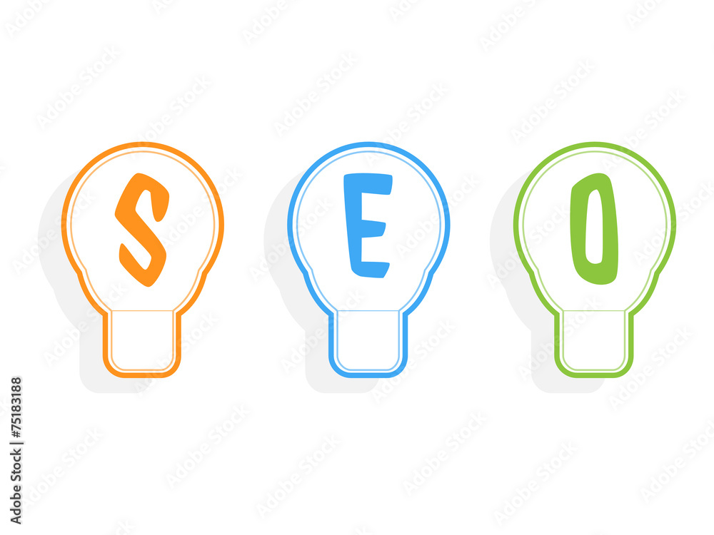 Concept of SEO word combined with light bulb Concept of SEO word combined with light bulb
