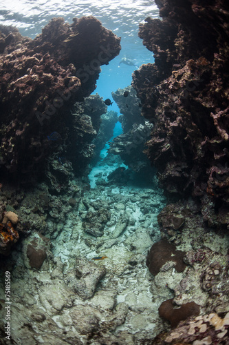 Narrow Underwater Crevice