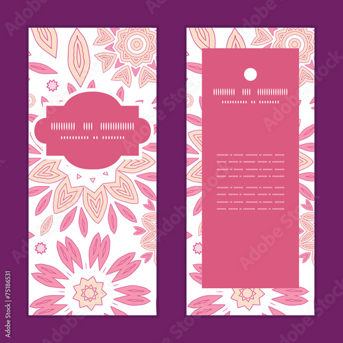 Vector pink abstract flowers vertical frame pattern invitation