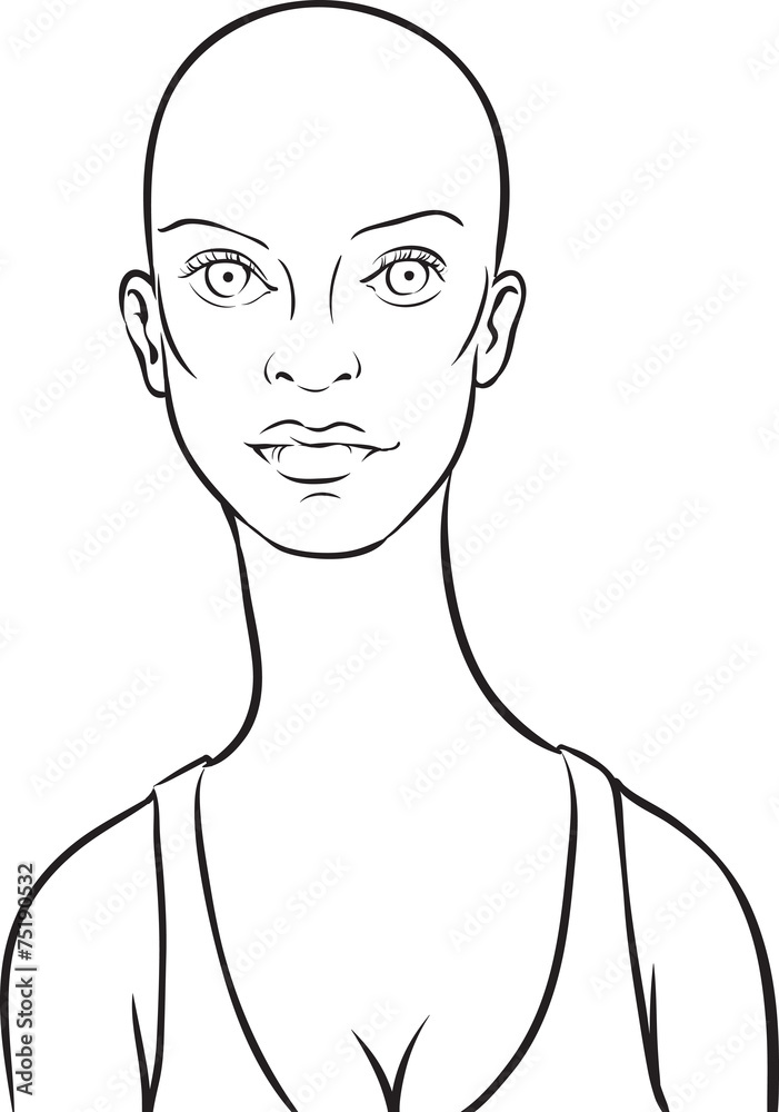 whiteboard drawing - cartoon bald woman