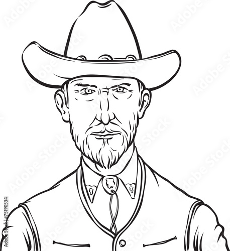 whiteboard drawing - cartoon portrait of wild west rough man