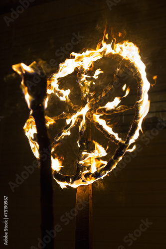 Canvastavla traditional burning wheel in Slavic celebration of the solstice