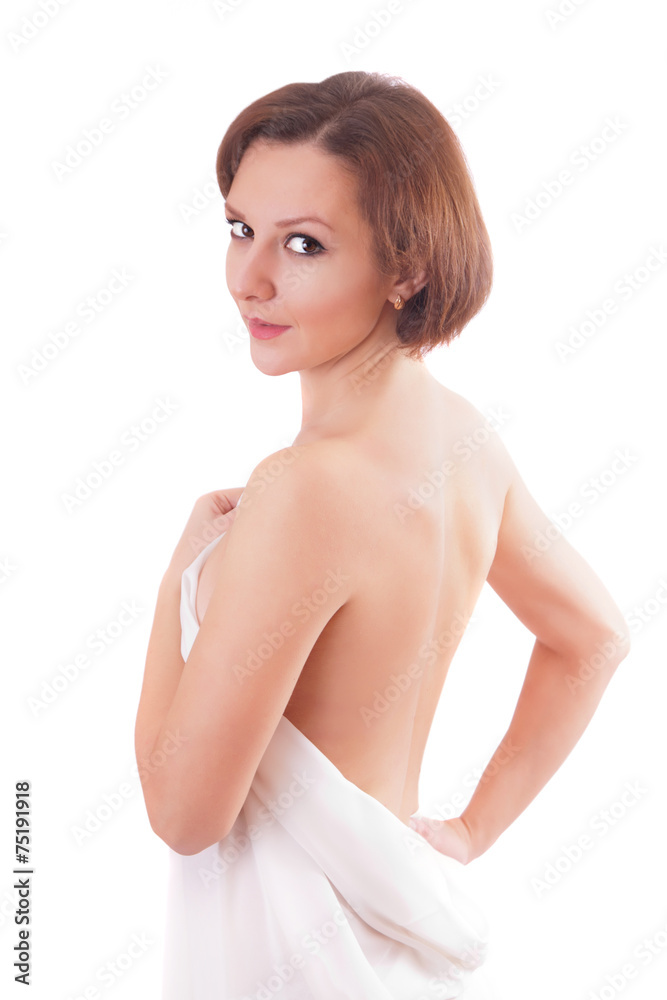 Pretty woman in white cloth Pretty woman in white cloth