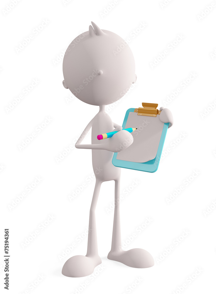 White character with writing pad White character with writing pad