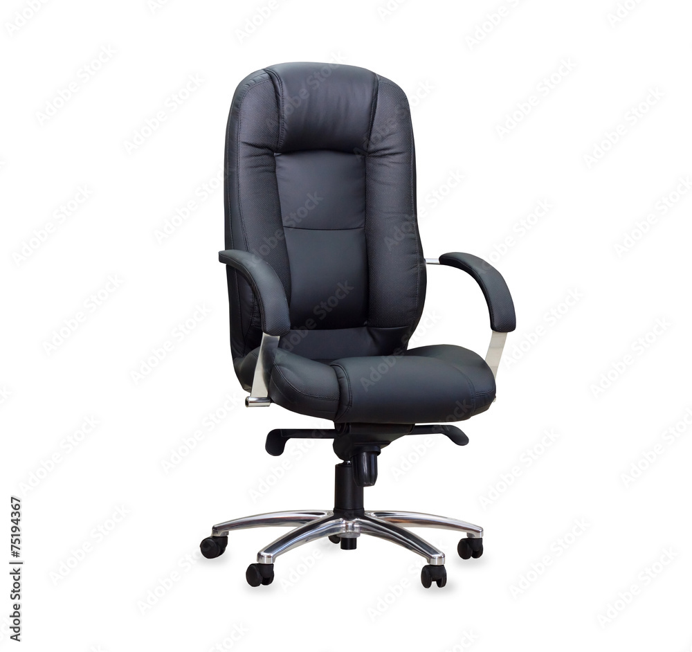 Naklejka premium The office chair from black leather. Isolated