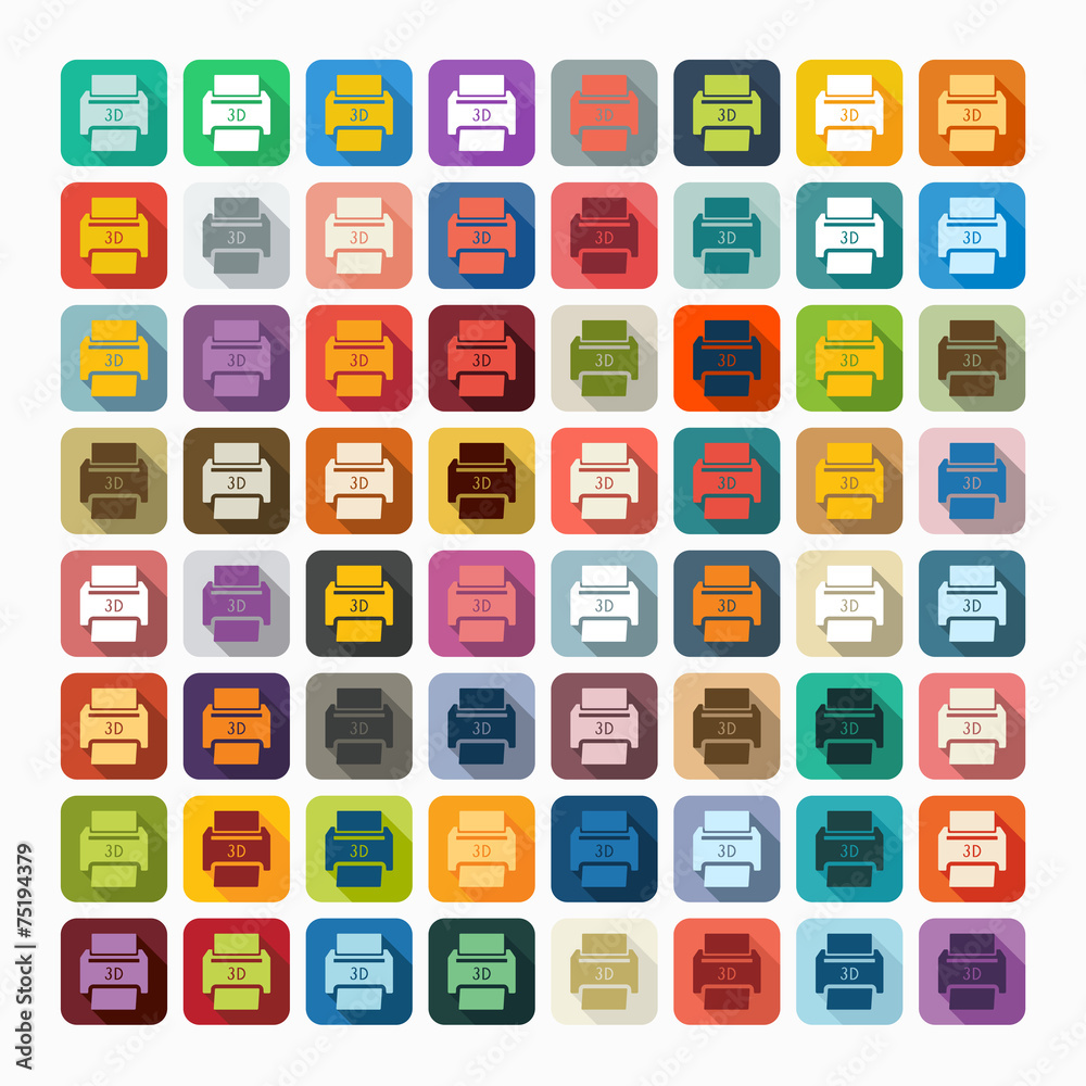 Flat design: 3D printer Flat design: 3D printer
