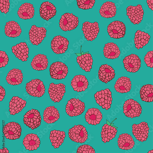 seamless pattern of delicious ripe raspberries