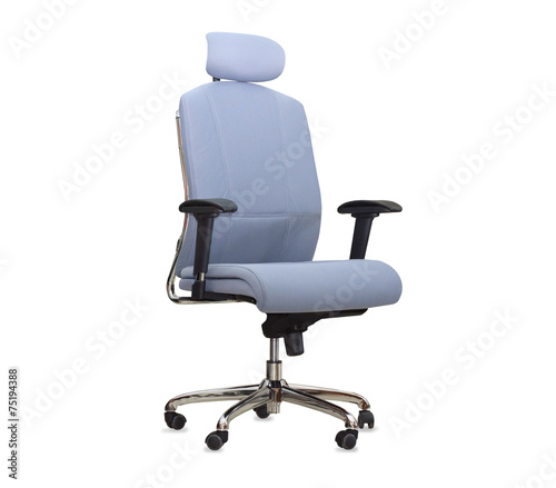 The blue cloth office chair isolated over white
