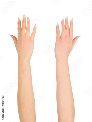 Beauty woman hand over white