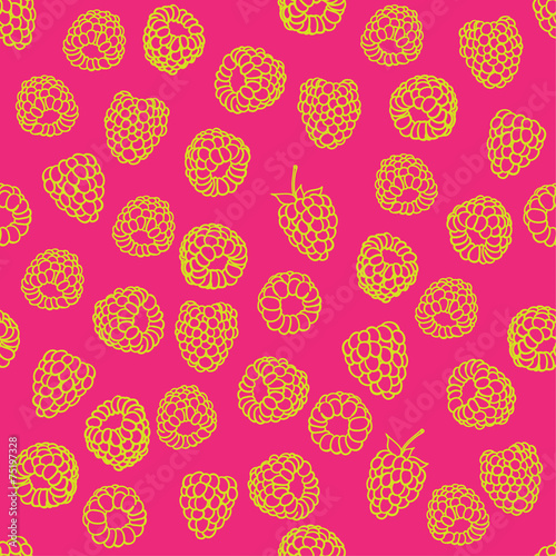 seamless pattern of delicious ripe raspberries © ty4ina