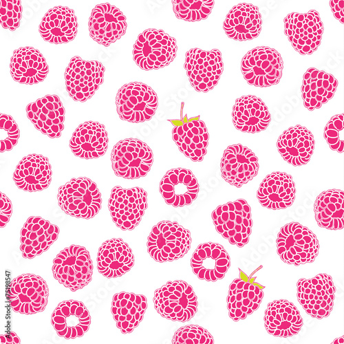 seamless pattern of delicious ripe raspberries