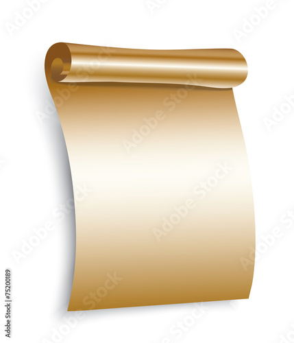 Gold paper scroll on white