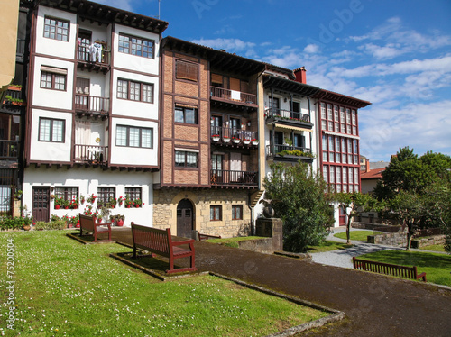 Typical architecture in Hondarribia, Basque Country, Spain photo