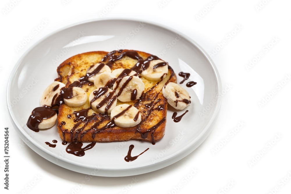 French Toast with Bananas and Chocolate sauce French Toast with Bananas and Chocolate sauce
