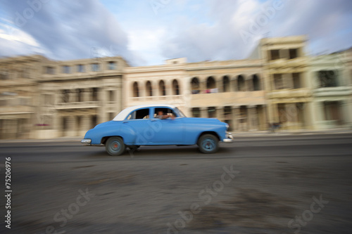 Vintage Blue American Car Taxi Havana Cuba © lazyllama