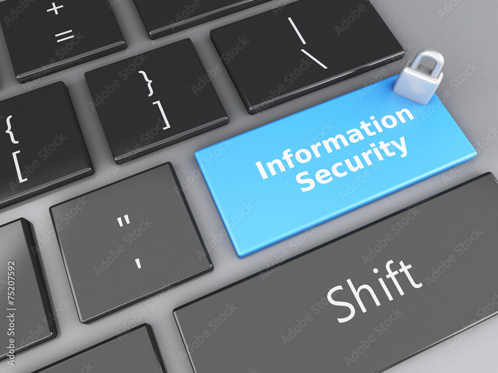 Fototapeta premium closed Padlock and Information Security on computer keyboard. Pr