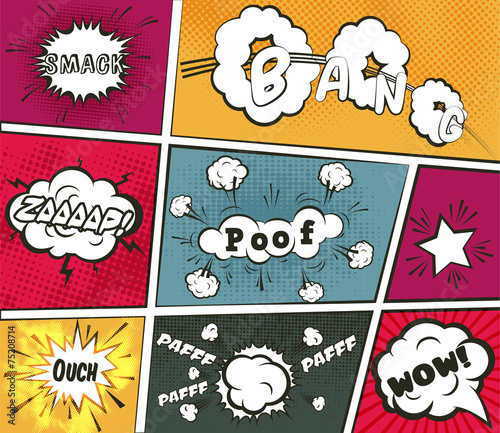 Vector comic effects set