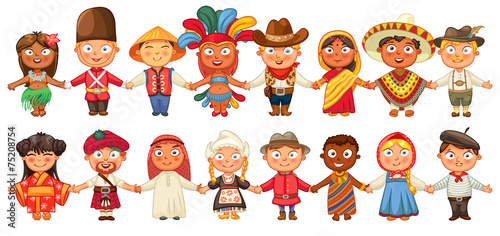 Different culture standing together holding hands