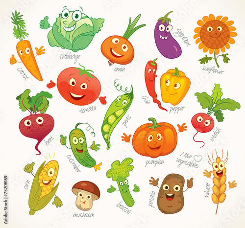 Fototapeta Naklejka Na Ścianę i Meble -  Vegetables. Funny cartoon character