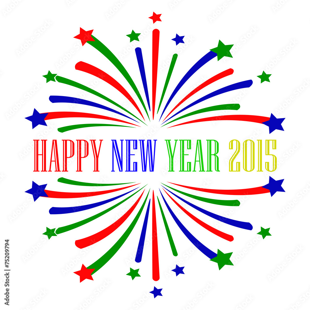 brightly colorful firework happy new year vector