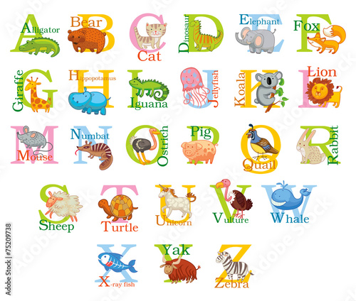 Fototapeta Naklejka Na Ścianę i Meble -  Cute animal alphabet