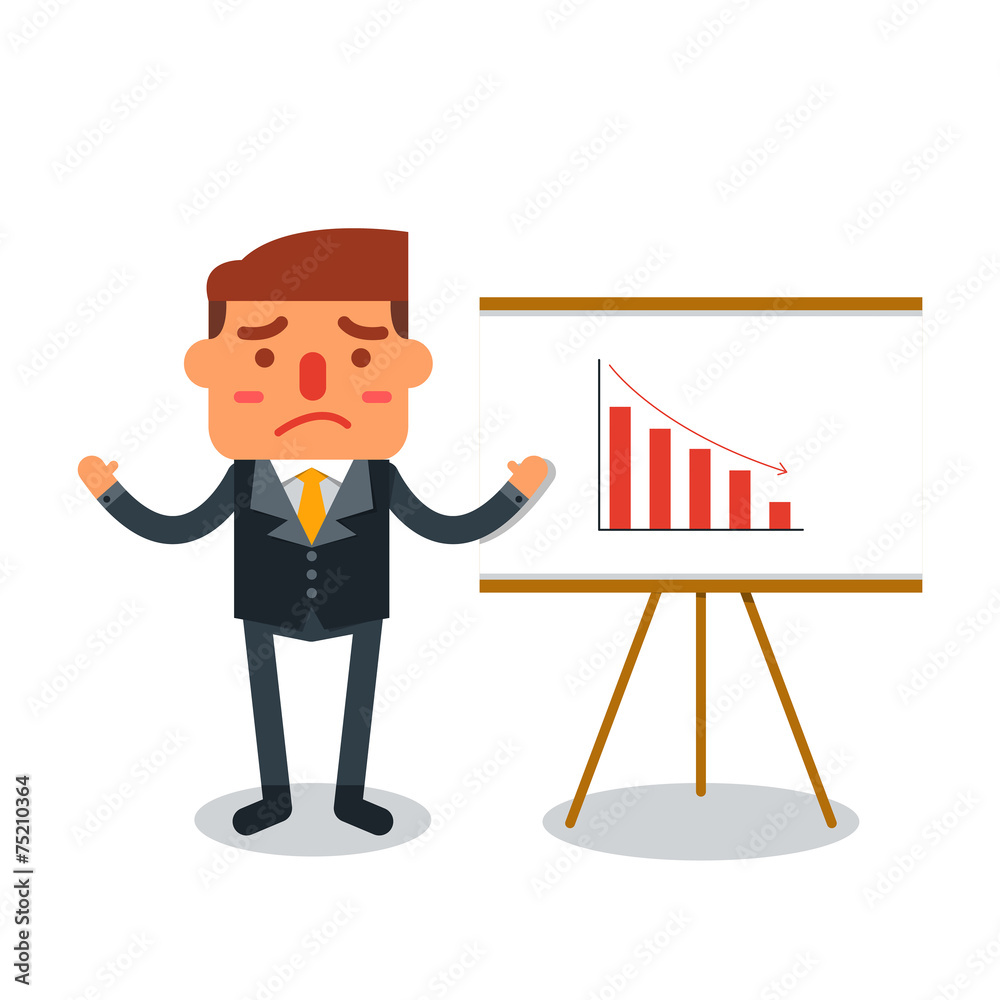 Businessman insolvency with graph down indicating-Vector illustr Businessman insolvency with graph down indicating-Vector illustr