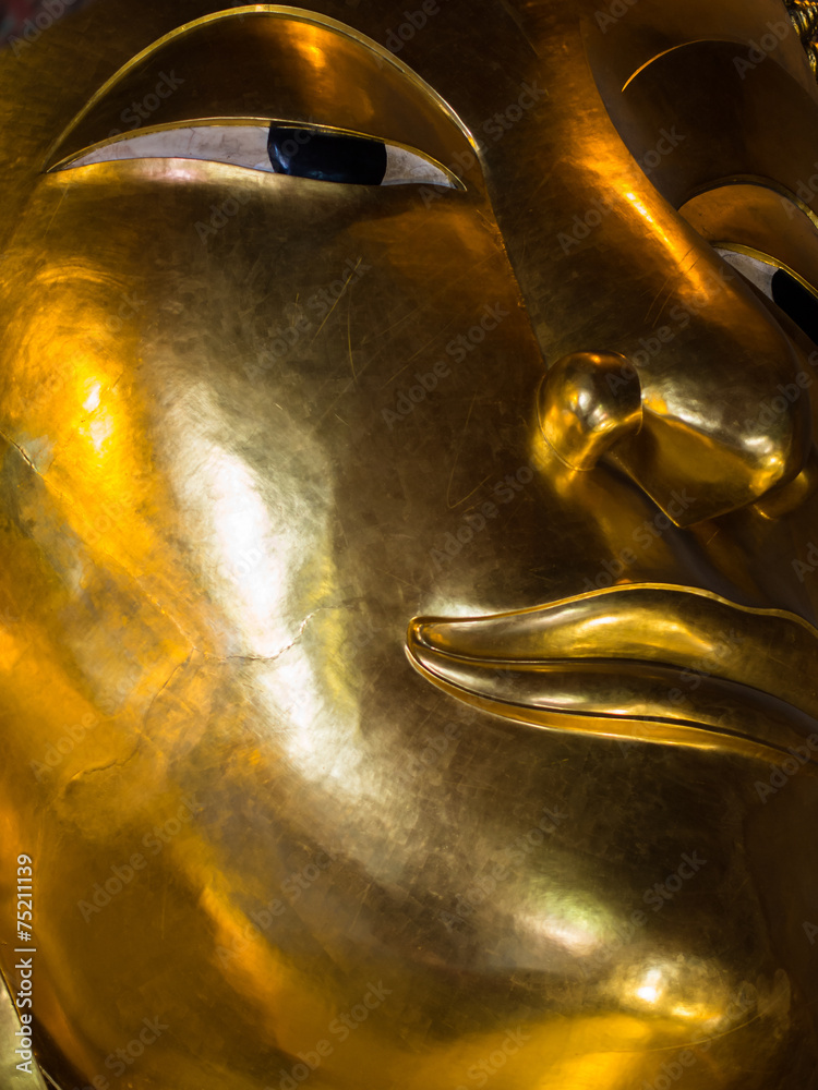 Golden Buddha Close-up of face.