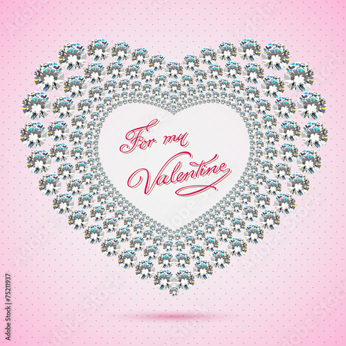 Happy valentines day cards with diamant heart