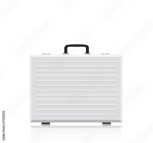 Silver briefcase on white background