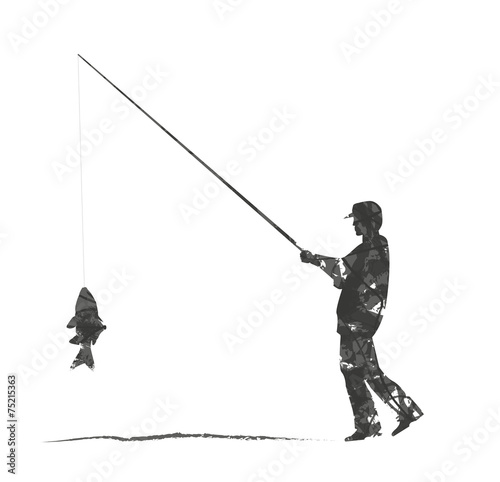 silhouette astratta di pescatore