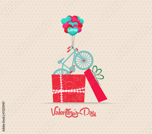 Valentine's Day love greeting card with gift