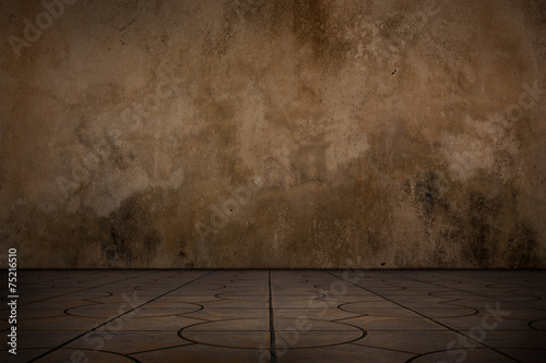 Old concrete wall and floor tiles.
