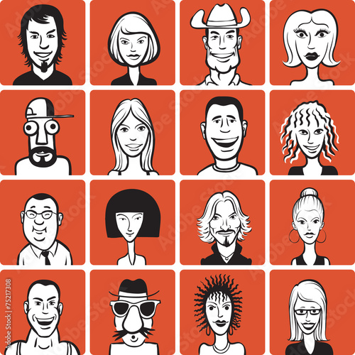 Doodle funny faces set