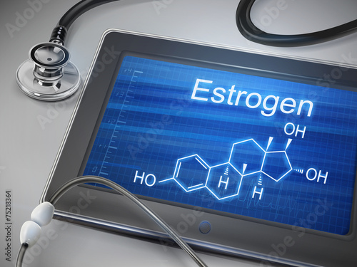 estrogen word display on tablet