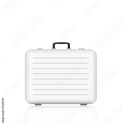 Silver briefcase on white background