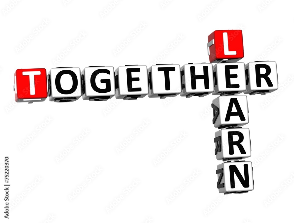 3D Crossword Learn Together on white background 3D Crossword Learn Together on white background