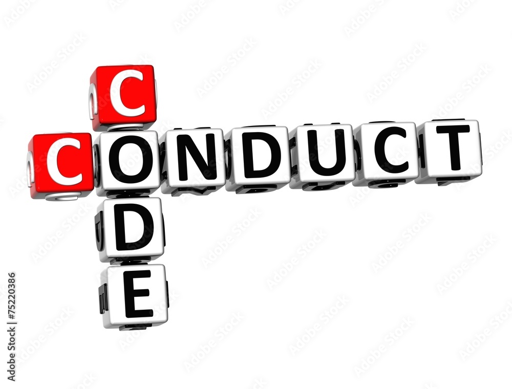 3D Crossword Conduct Code on white background 3D Crossword Conduct Code on white background